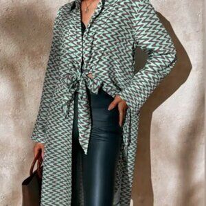 ZARA Open Tie Tunic Geometric Top - M